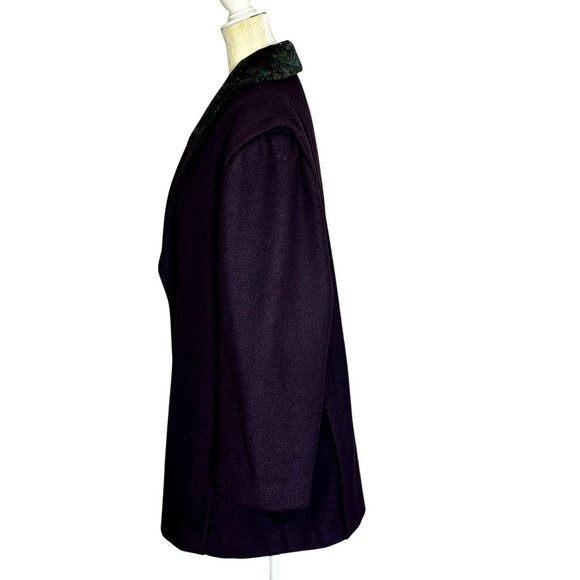 Andrea Marin Vintage Wool Pea Coat Purple Plus Size 20W Velvet Paisley Collar - Picture 7 of 11